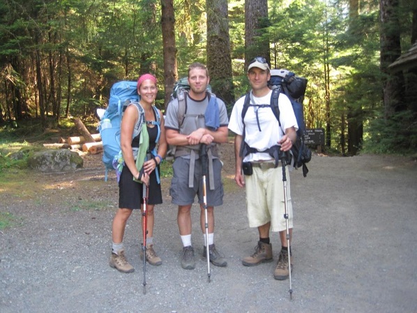 Tiana and Micah Valentine with Matt Stark leaving the Sol Duc