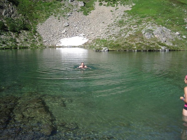 Micah Valentine actually swimming in Swimming Bear Lake